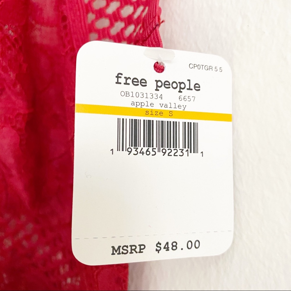 Free People Sitting Pretty Brami Red S NWT - Picture 7 of 10